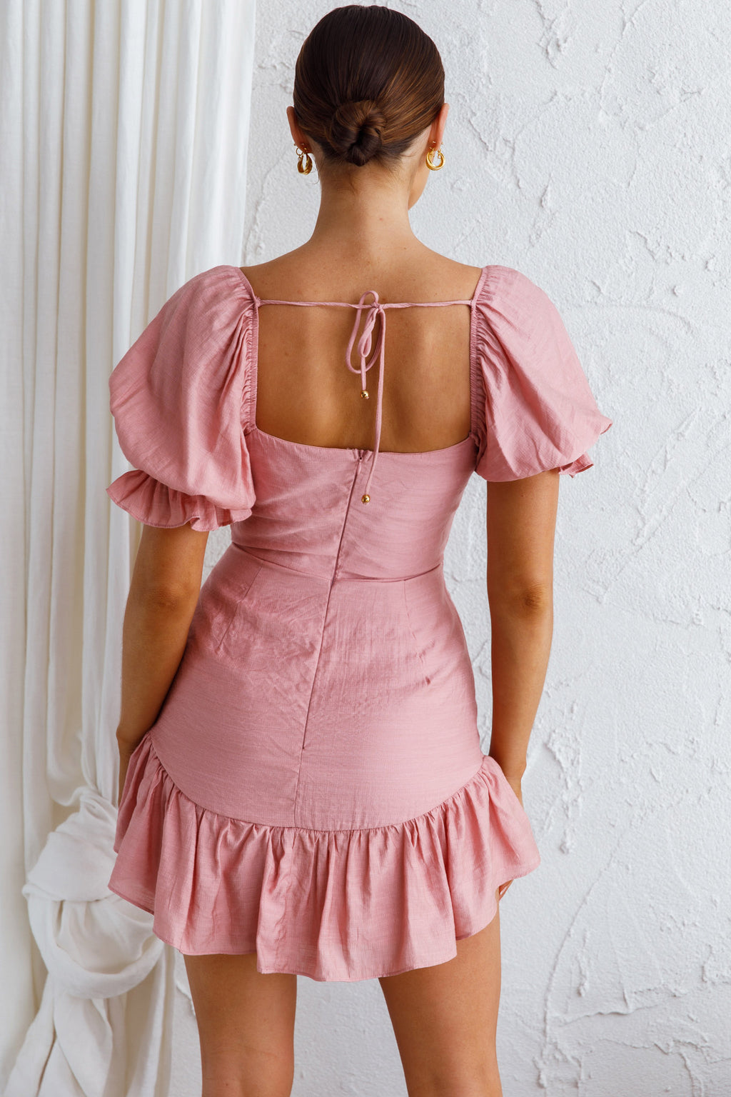 Light Catcher Sweetheart Neckline Frill Dress Blush by Selfie Leslie
