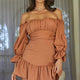 By My Side Off-Shoulder Balloon Sleeve Dress Tan