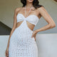 Hold Your Gaze Cut-Out Bodice Embroidered Mini Dress White