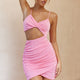 California Dreaming Cut-Out Waist Ruched Mini Dress Barbie Pink