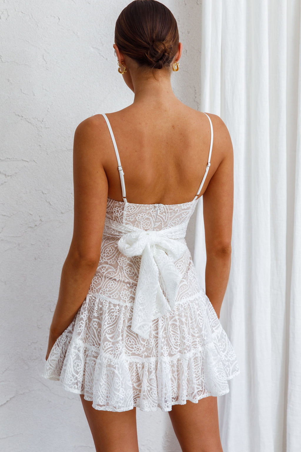 Just Like Heaven Lace Overlay Mini Dress White by Selfie Leslie