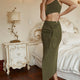 Fay Wrap Style Knit Midi Skirt Olive