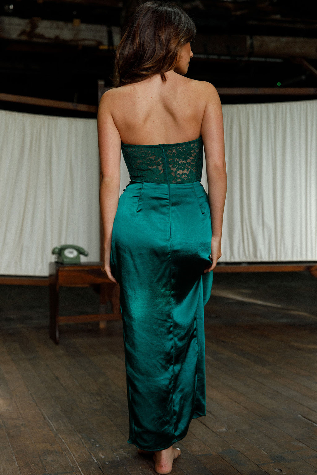 Playing For Keeps Lace Bodice Maxi Dress Forest Green by Selfie Leslie
