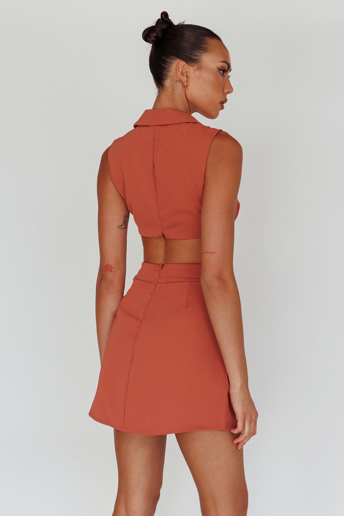 Milarni Collared Cut-Out Mini Dress Rose by Selfie Leslie
