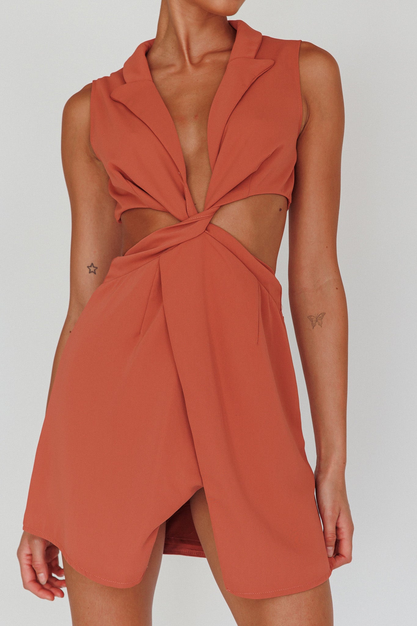 Milarni Collared Cut-Out Mini Dress Rose by Selfie Leslie