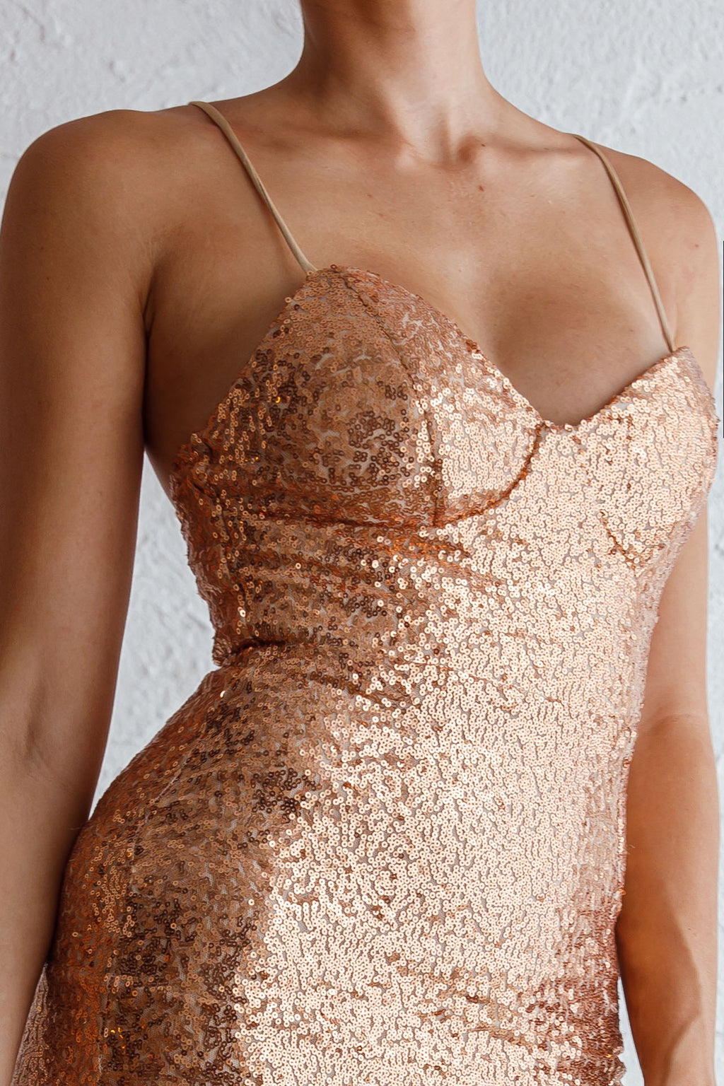 Stars Collide Lace-Up Back Knee Length Sequin Dress Rose Gold | Selfie Leslie Stars Collide Lace-Up Back Knee Length Sequin Dress Rose Gold | Selfie Leslie
