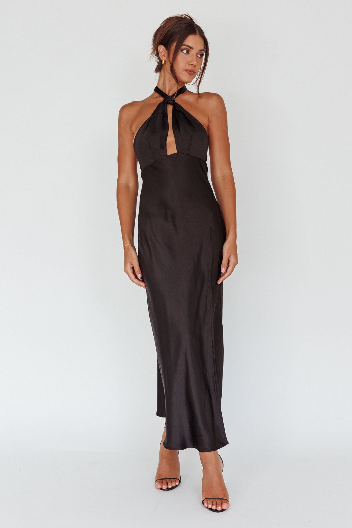 Te Amo Halterneck Open Back Midi Dress Black by Selfie Leslie