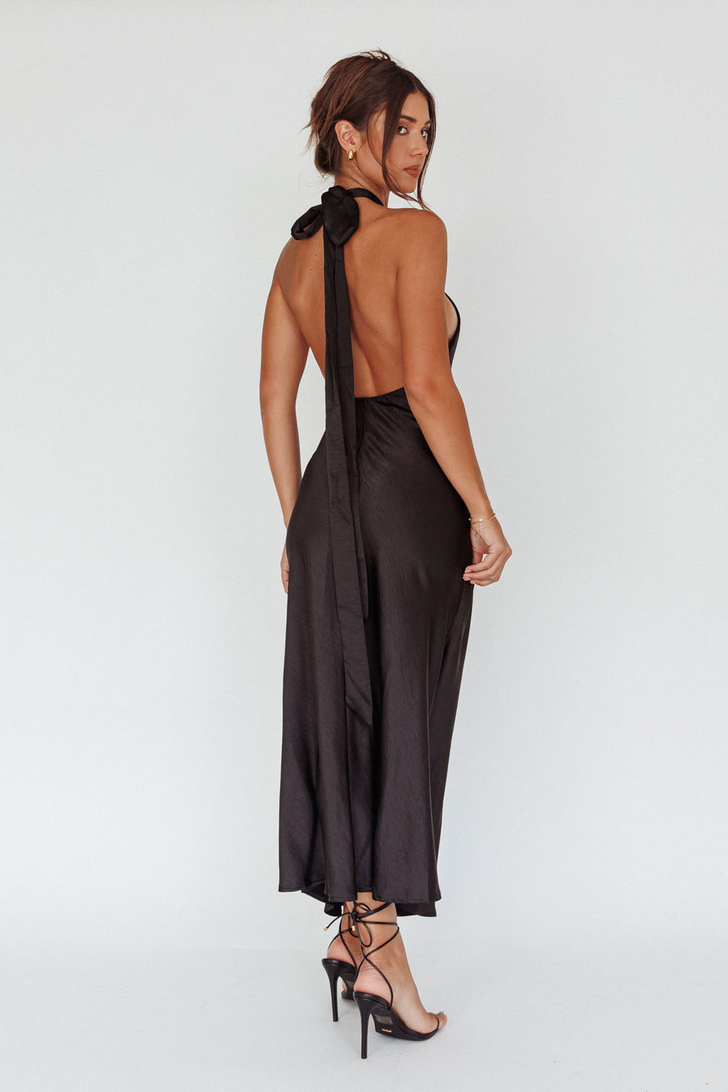 Te Amo Halterneck Open Back Midi Dress Black by Selfie Leslie
