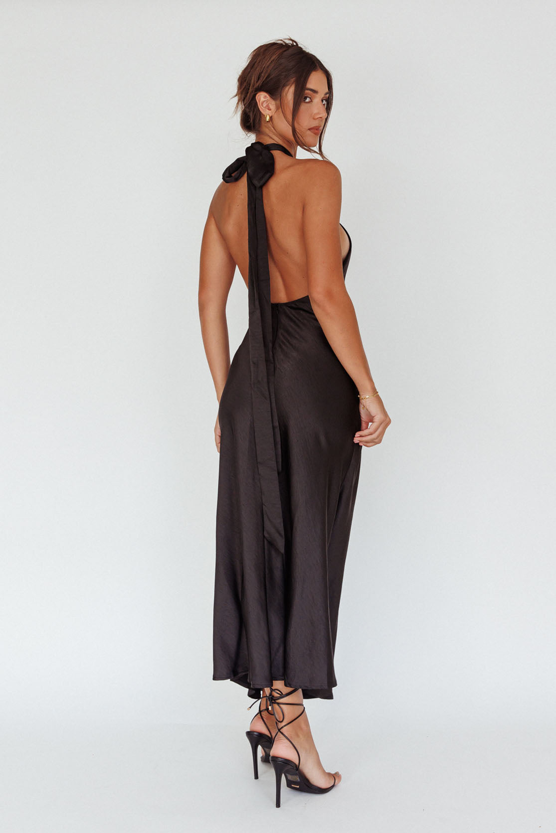 Te Amo Halterneck Open Back Midi Dress Black by Selfie Leslie
