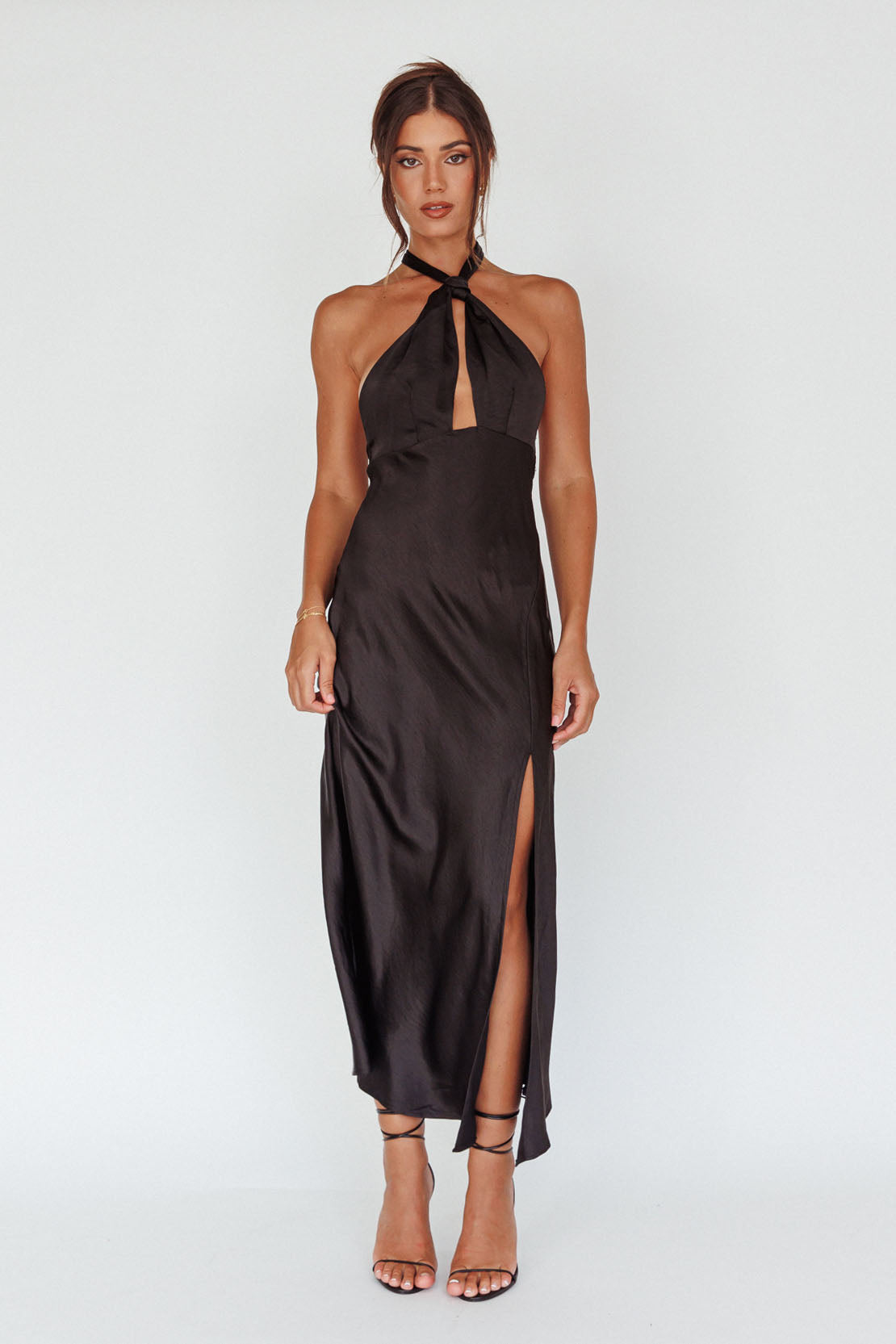 Te Amo Halterneck Open Back Midi Dress Black by Selfie Leslie