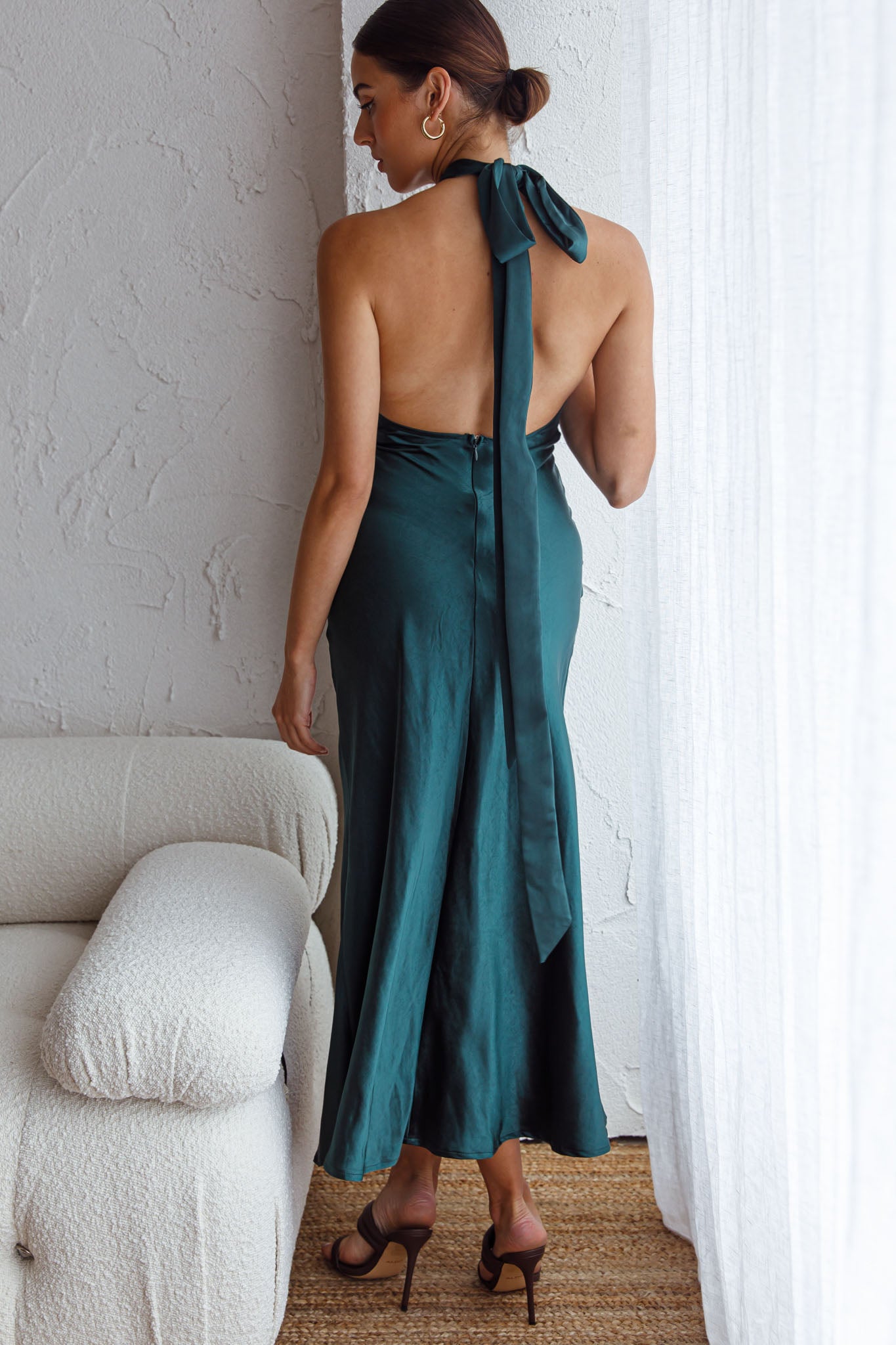 Te Amo Halterneck Open Back Midi Dress Forest Green by Selfie Leslie
