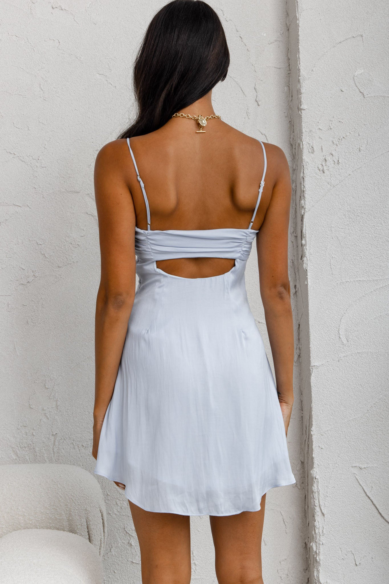 Aurelius Gathered Bust Cami Strap Mini Sundress Blue by Selfie Leslie
