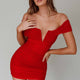 Equinoxe V-Bust Ruched Mini Dress Red