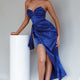 Gianna Strapless Ruched Bust Midi Dress Navy