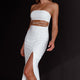 Nohemi Strapless Diamante Midi Dress White