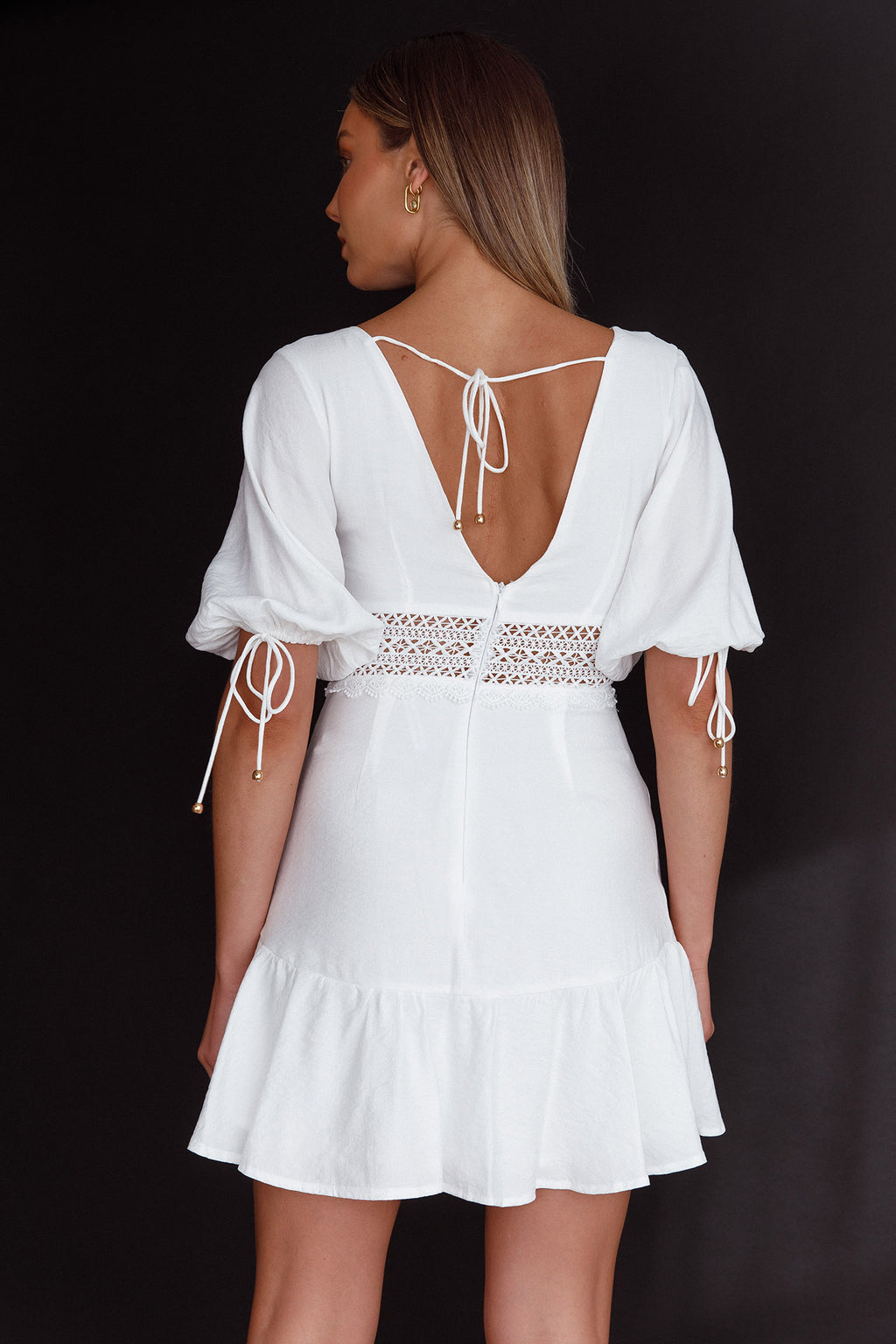 Vista Embroidery Trim Mini Dress White by Selfie Leslie