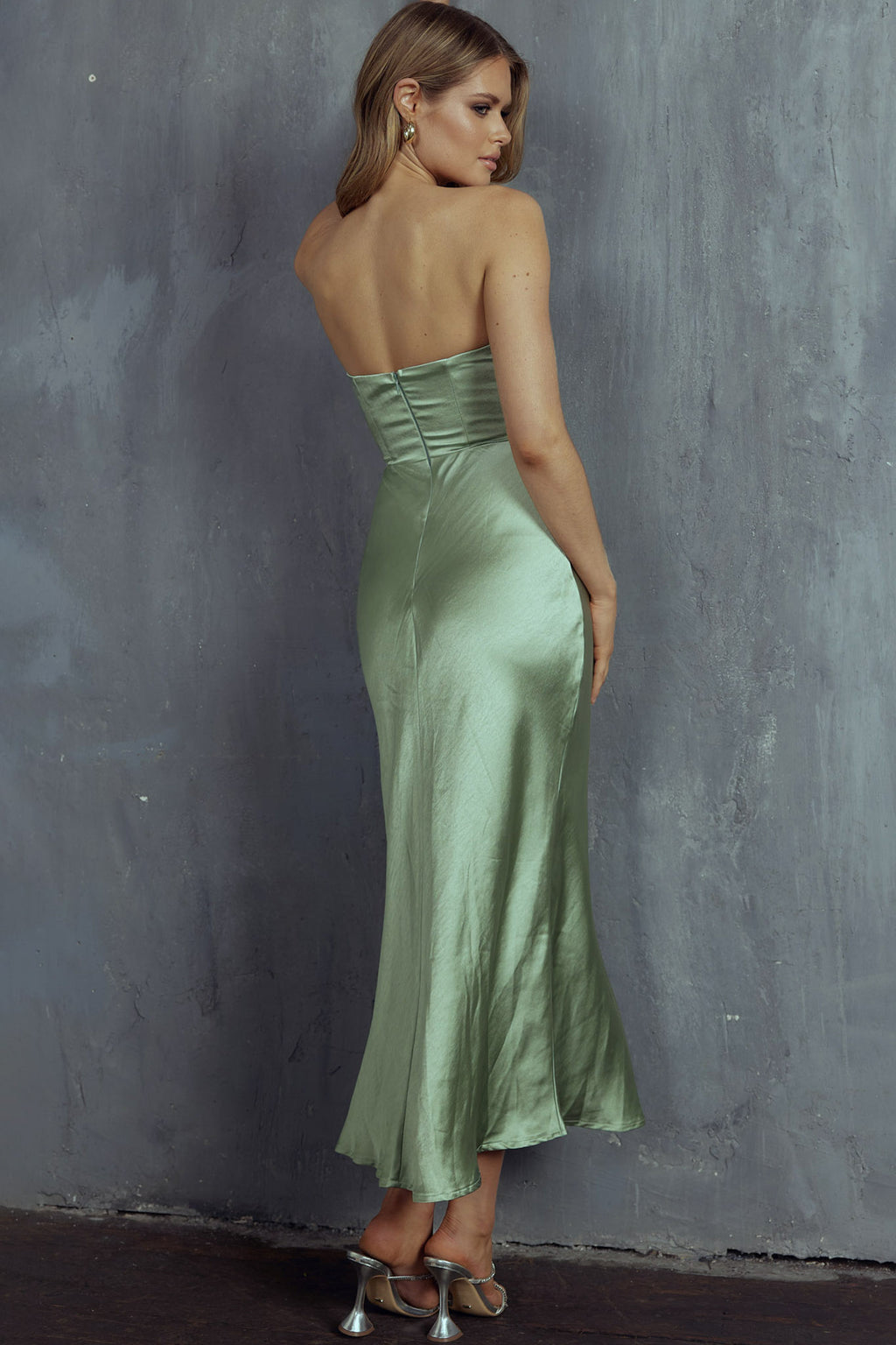 Yvette Wrap Neckline Midi Dress Sage by Selfie Leslie