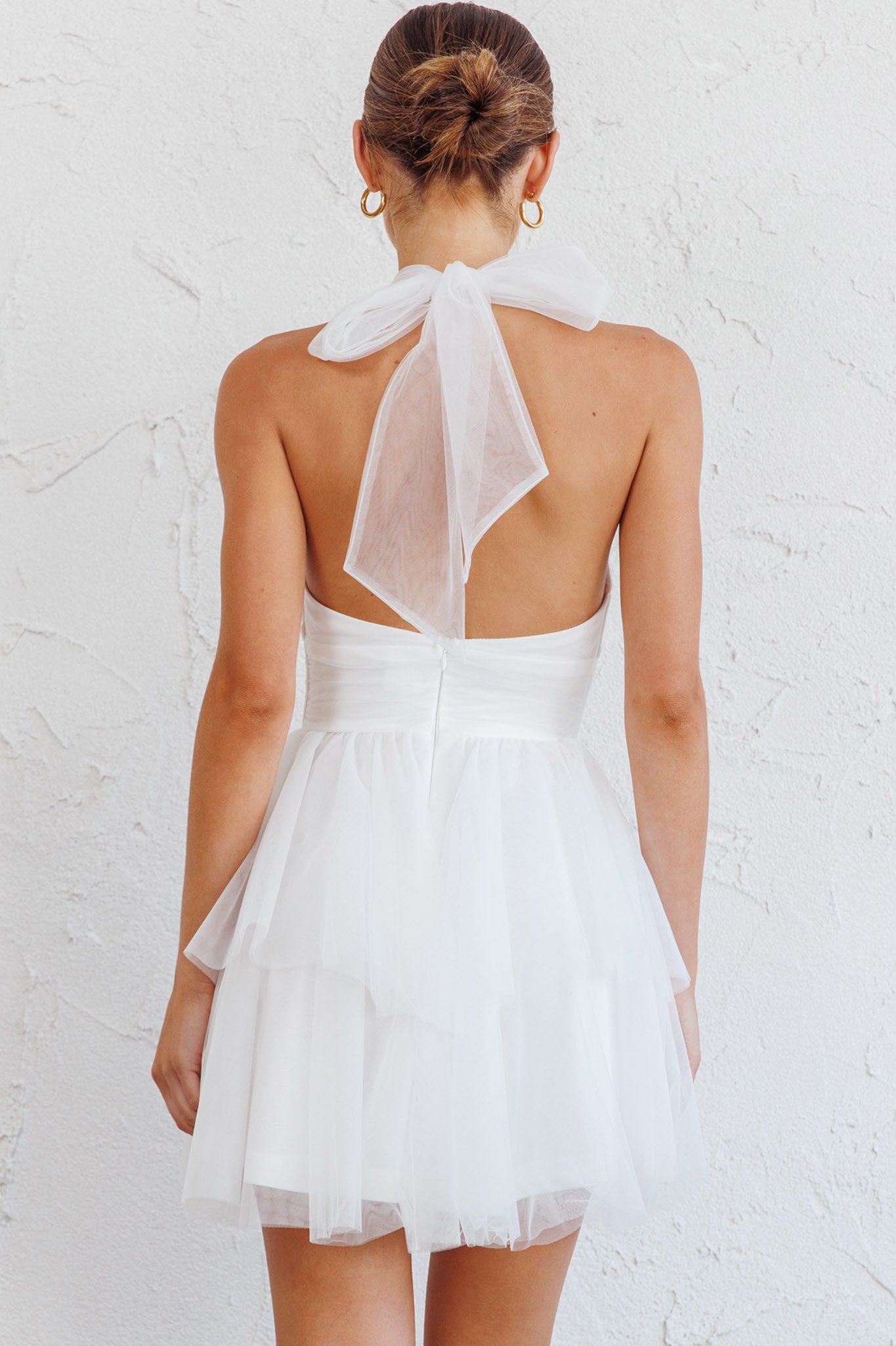 Andria Halterneck Tulle Mini Dress White by Selfie Leslie