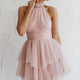 Andria Halterneck Tulle Mini Dress Blush