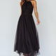 Andria Halterneck Tulle Midi Dress Black