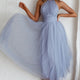 Andria Halterneck Tulle Midi Dress Blue