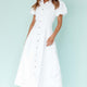 Zurich Pleated Waist Midi Dress White