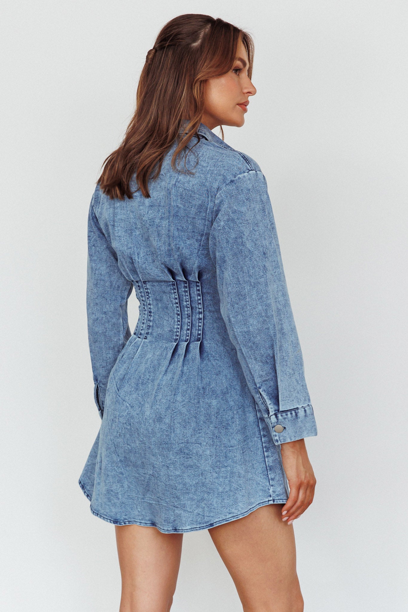 Zurich Long Sleeve Mini Dress Blue by Selfie Leslie