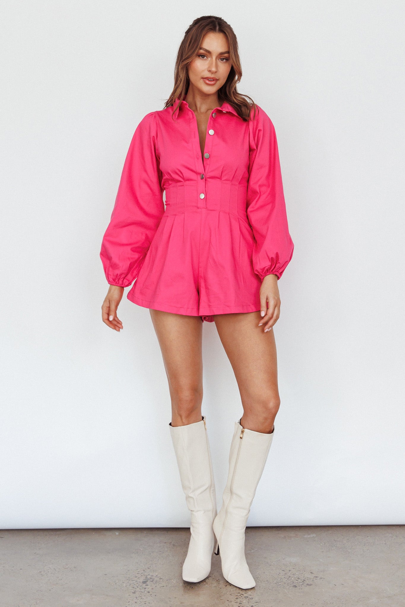 Zurich Pleated Waist Romper Plum by Selfie Leslie