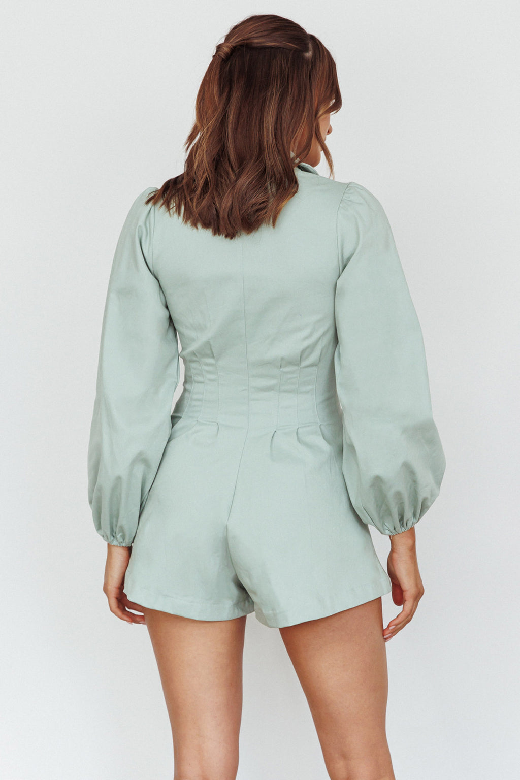 Zurich Pleated Waist Romper Sage by Selfie Leslie