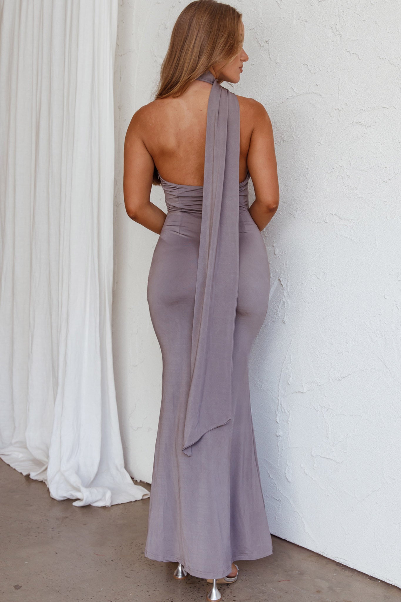 Italian Summer Keyhole Bust Maxi Dress Charcoal by Selfie Leslie