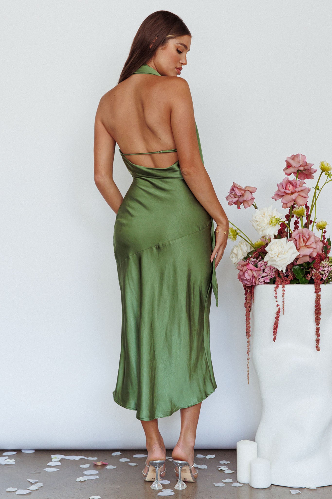 Italian Summer Tie Neck Midi Dress Olive | Selfie Leslie Italian Summer Tie Neck Midi Dress Olive | Selfie Leslie