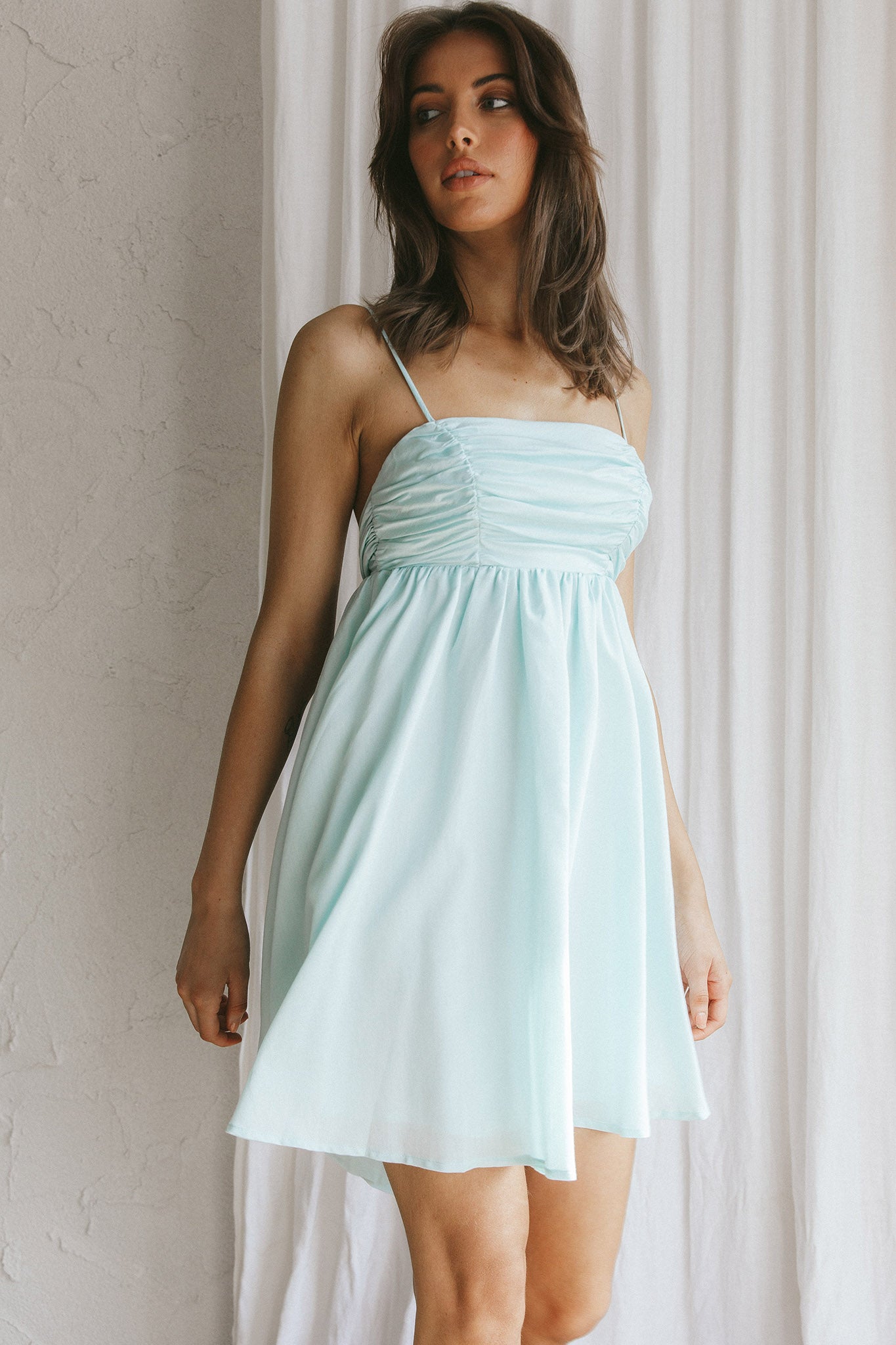 Zhen Bow Tie Back Mini Dress Mint by Selfie Leslie