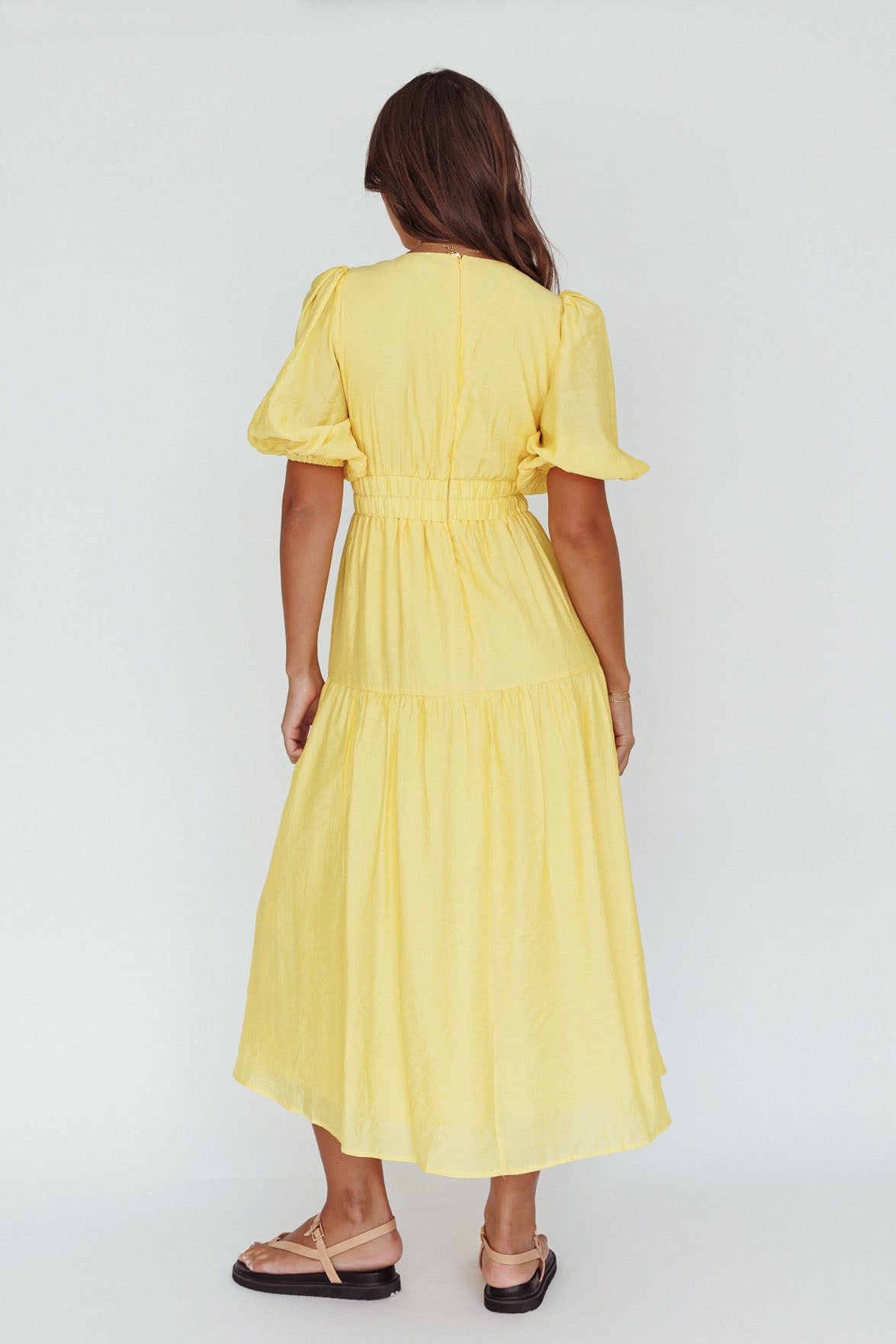 Summer Land V-Neckline Midi Dress Butter by Selfie Leslie