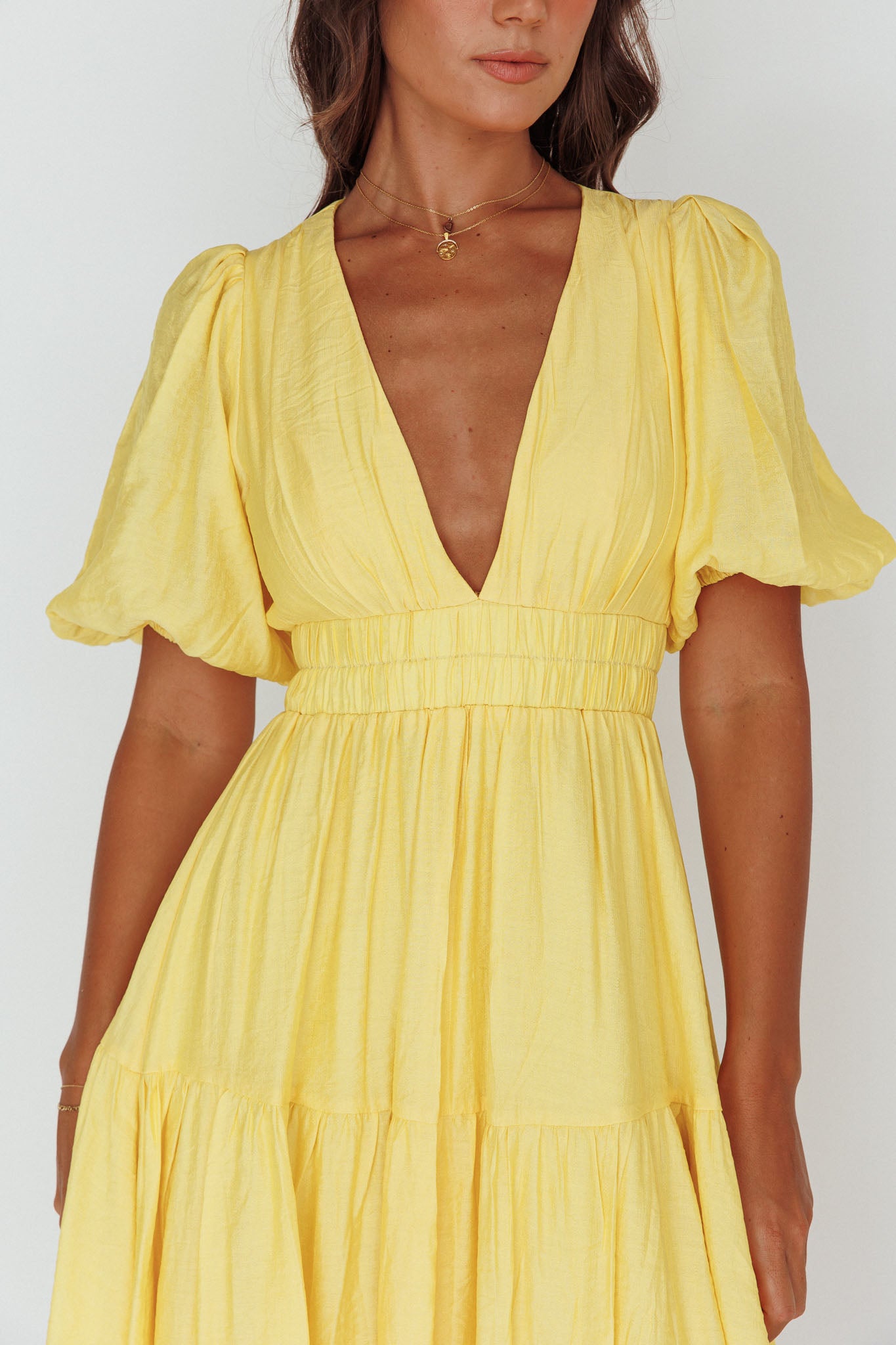 Summer Land V-Neckline Midi Dress Butter by Selfie Leslie