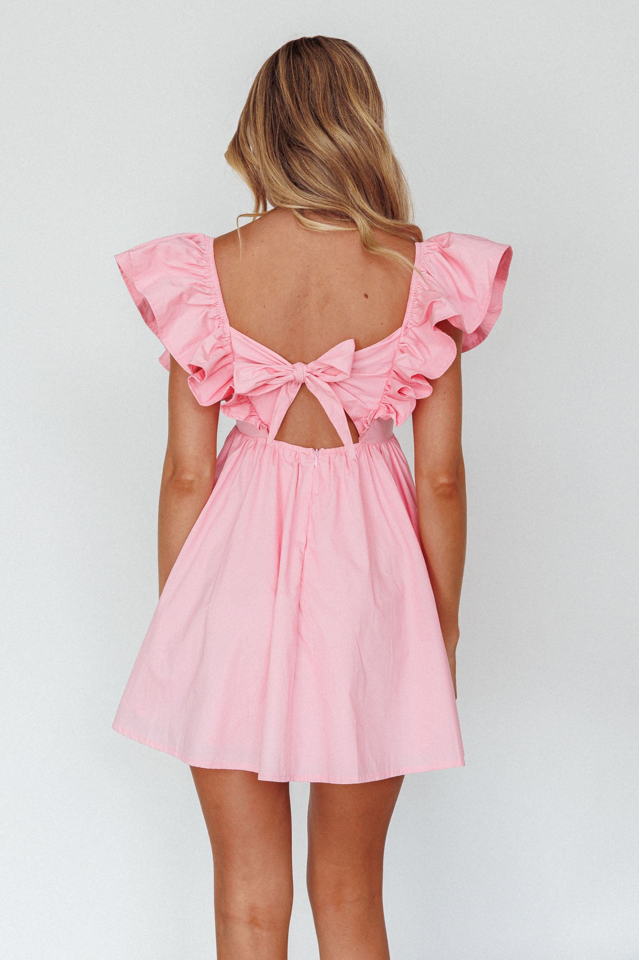 Marlina Ruffle Sleeve Babydoll Mini Dress Soft Pink Marlina Ruffle Sleeve Babydoll Mini Dress Soft Pink
