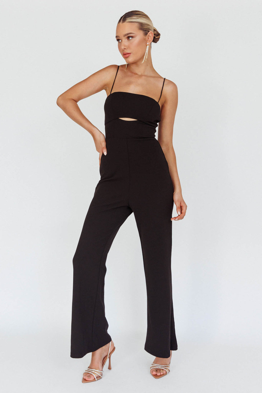 Lyrics Keyhole Jumpsuit Black by Selfie Leslie