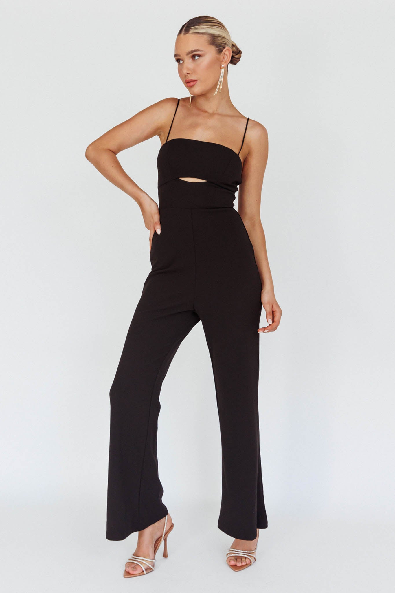 Lyrics Keyhole Jumpsuit Black by Selfie Leslie