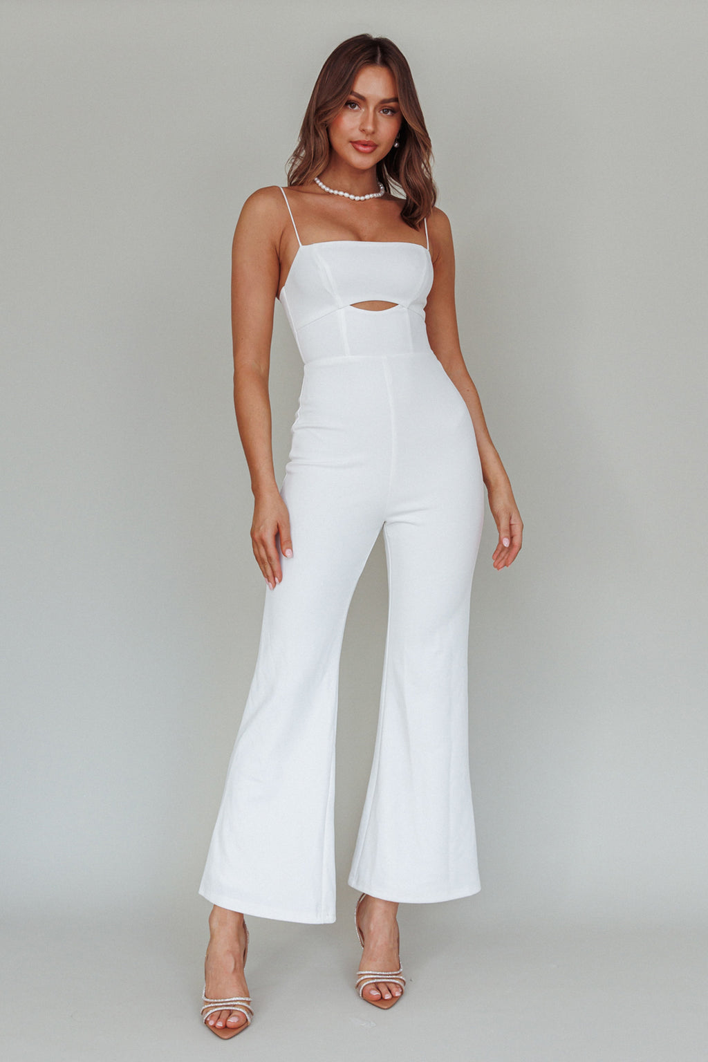 Lyrics Keyhole Jumpsuit White by Selfie Leslie