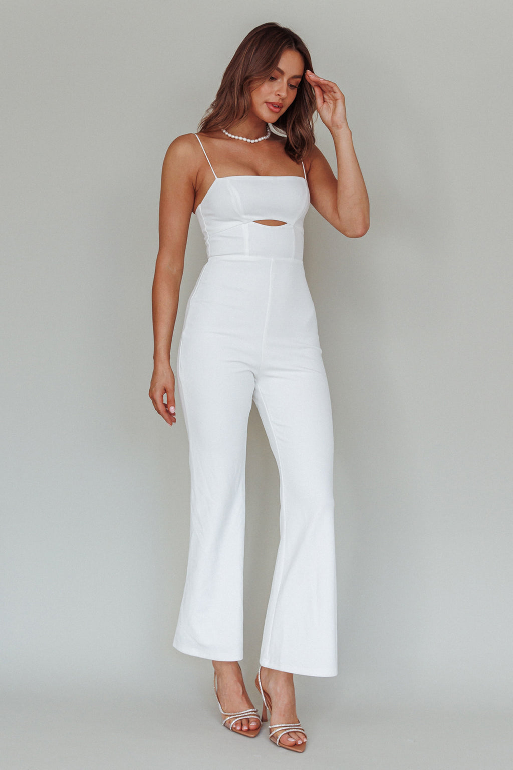Lyrics Keyhole Jumpsuit White by Selfie Leslie
