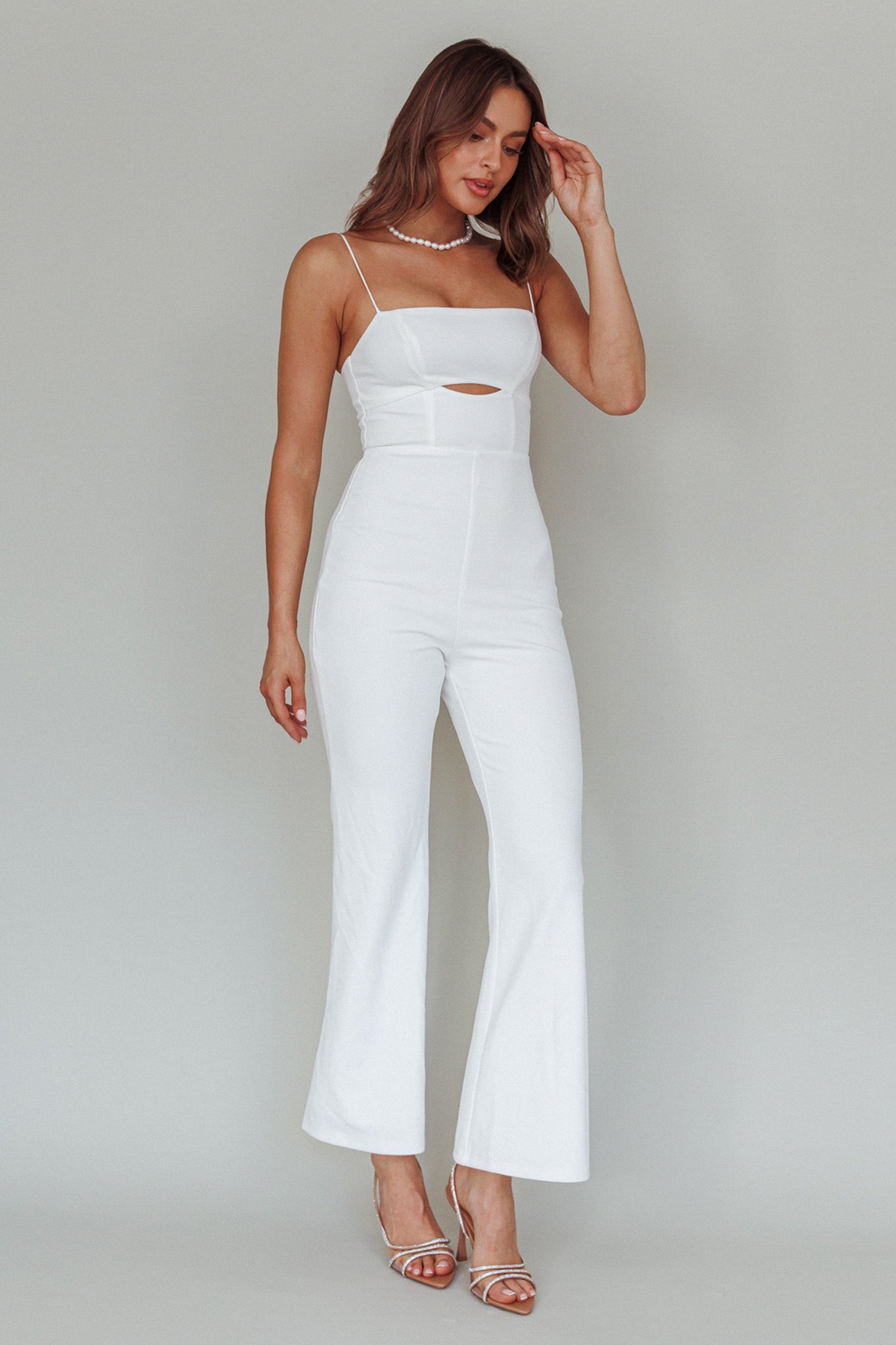 Lyrics Keyhole Jumpsuit White by Selfie Leslie