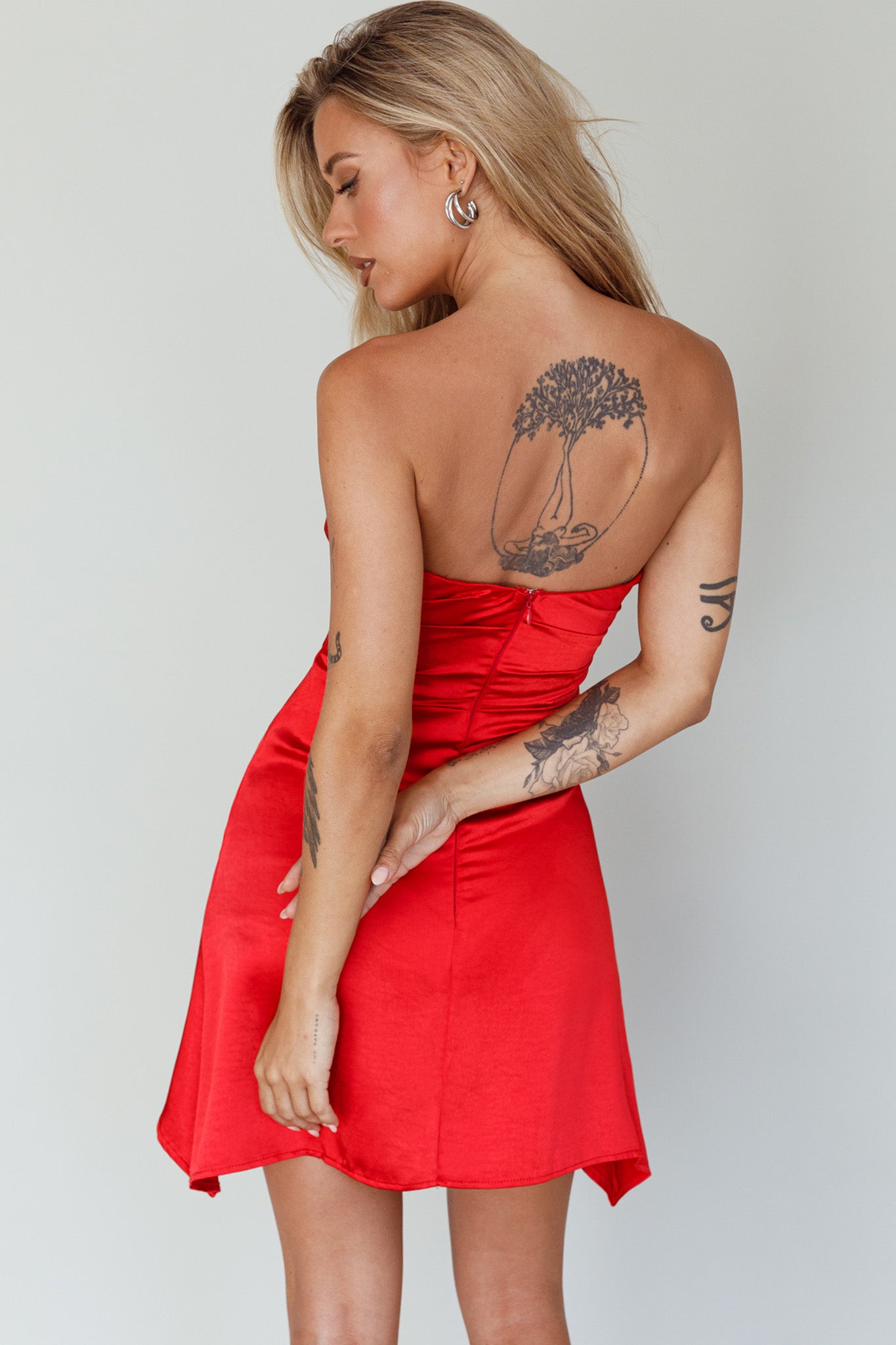 Tamia Strapless Mini Dress Cherry by Selfie Leslie