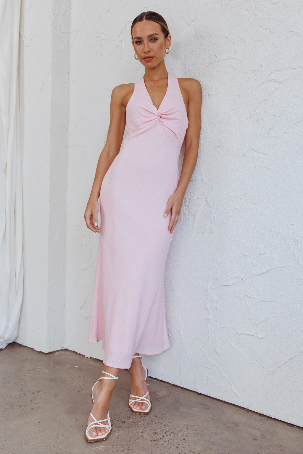 Coastal Charm Twist Back Maxi Dress Pink by Selfie Leslie
