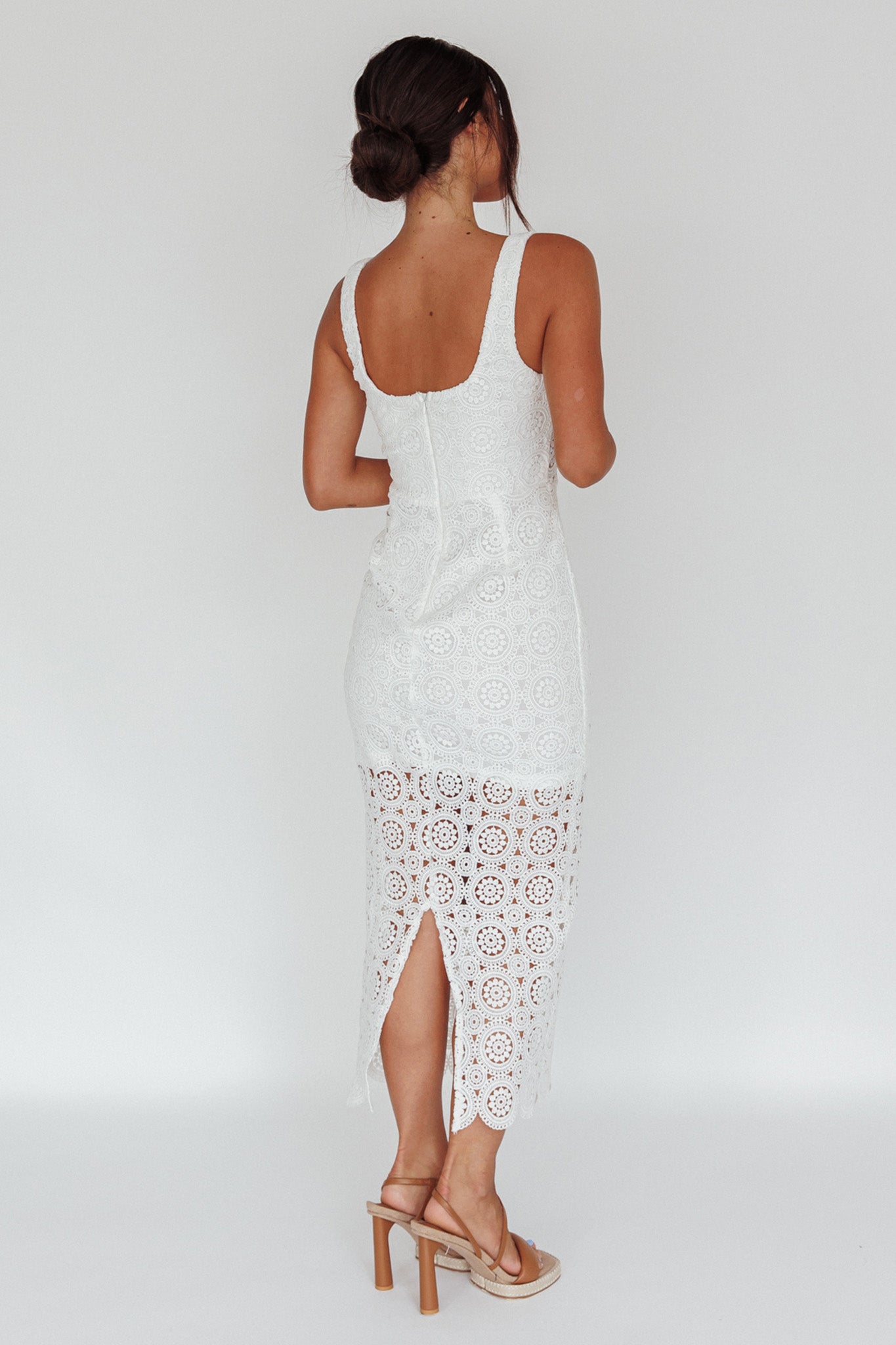 Milano Crochet Lace Midi Dress White by Selfie Leslie