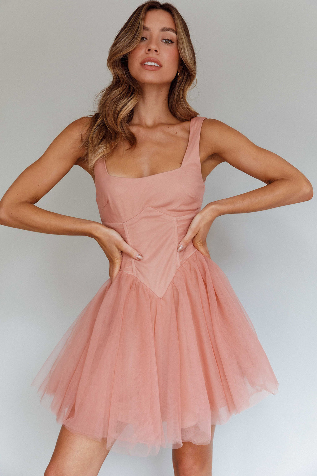 La Ballerine Layered Mesh Mini Dress Lipstick by Selfie Leslie