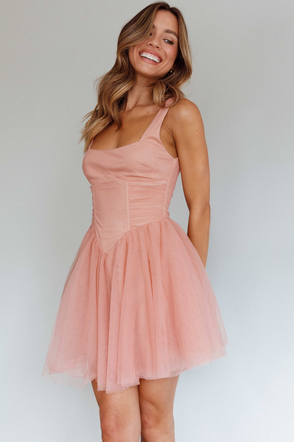 La Ballerine Layered Mesh Mini Dress Lipstick by Selfie Leslie