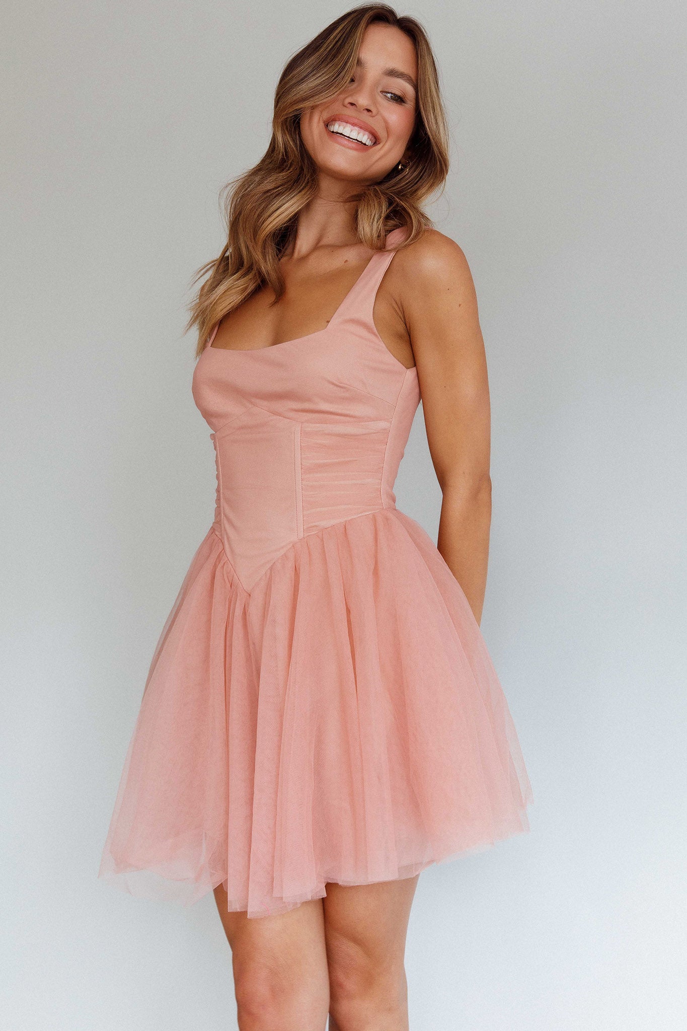 La Ballerine Layered Mesh Mini Dress Lipstick by Selfie Leslie