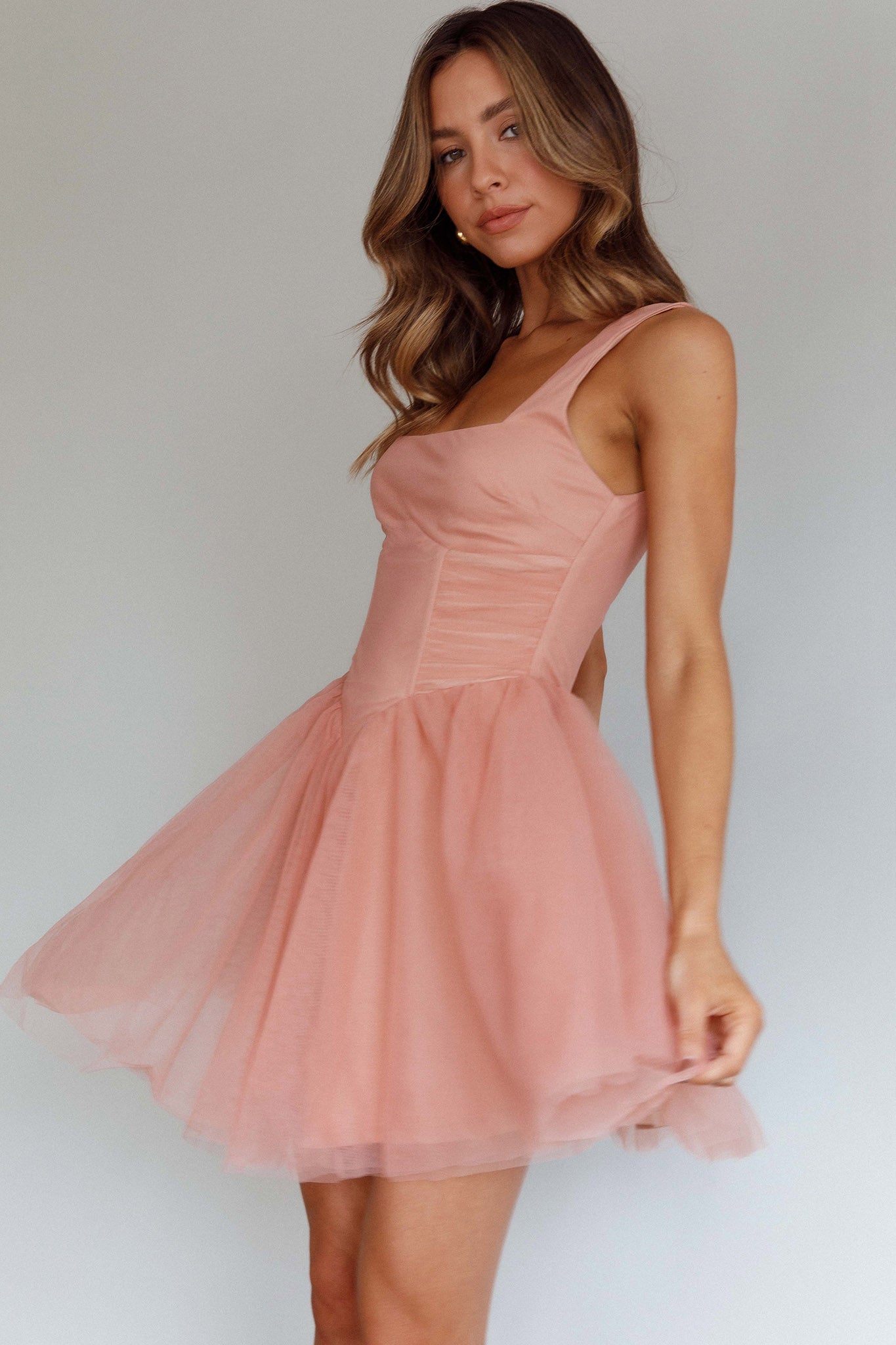 La Ballerine Layered Mesh Mini Dress Lipstick by Selfie Leslie