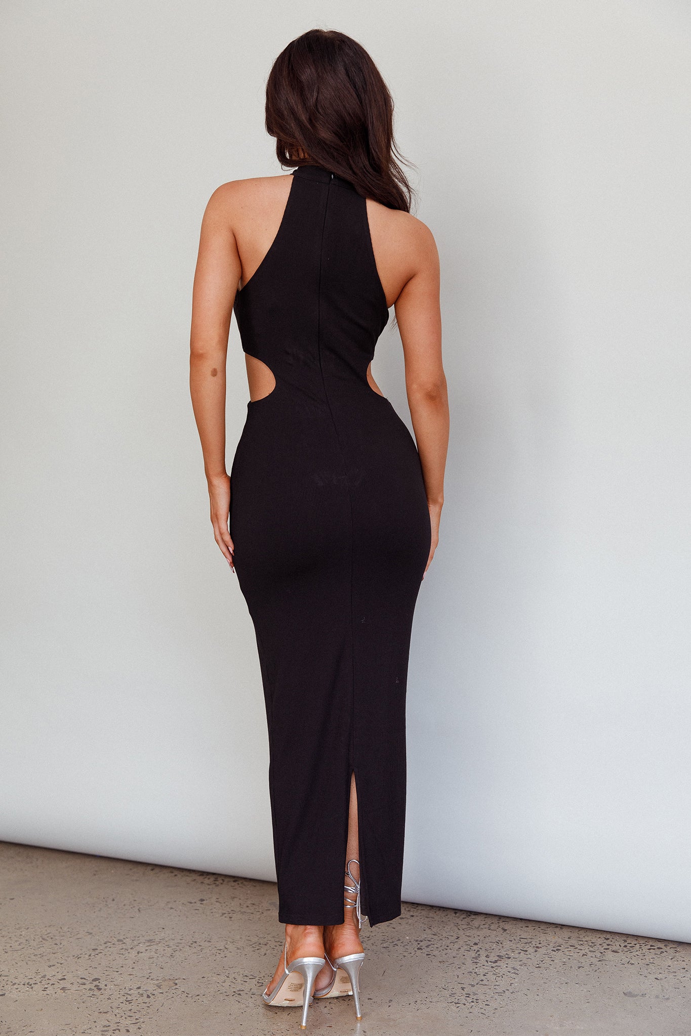 Estella Keyhole Ribbed Midi Dress Black - XL Estella Keyhole Ribbed Midi Dress Black - XL