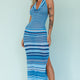 Azure Shores Knit Midi Dress Striped Blue