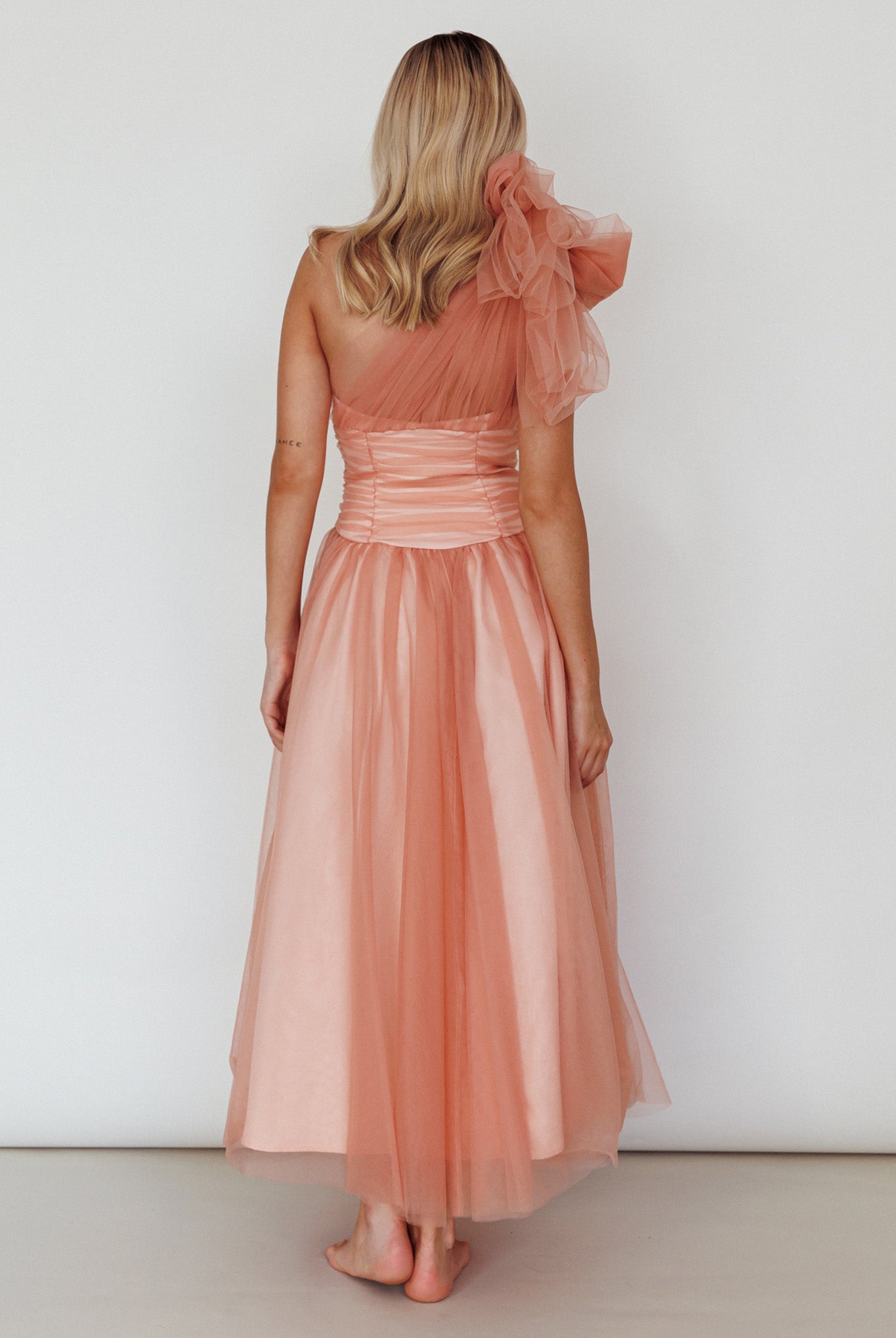 Let's Elope Bow Shoulder Midi Dress Lipstick by Selfie Leslie